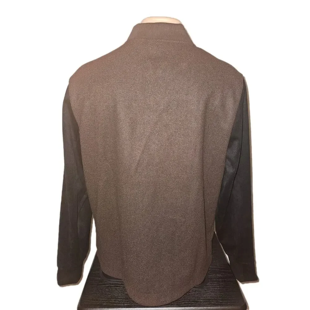 NWT! Banana Republic Mens Varsity Jacket Med Brown Black Colorblock Snap Button